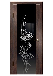 Дверь Диана ПВХ венге вертикальный стекло Пион черное Дверная Линия
